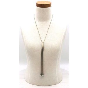 Necklace brushed silver tone with tassel by VTG  34" length
